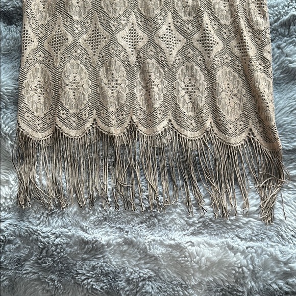 Vintage Giorgio Sant’Angelo Lace Tan Gold Mini Dress Cover Up - Picture 3 of 5